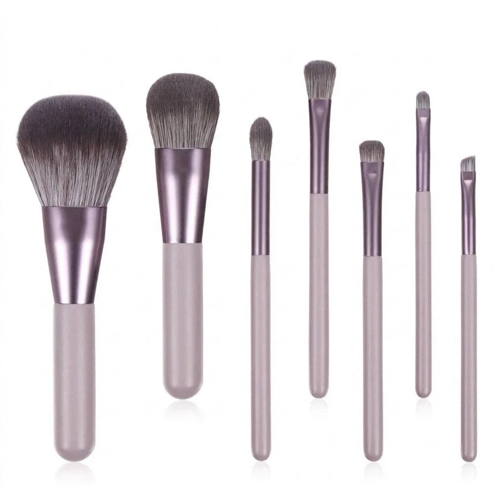 Professional 7-Piece Makeup Brush Set With Travel Case Dusty Purple NEW